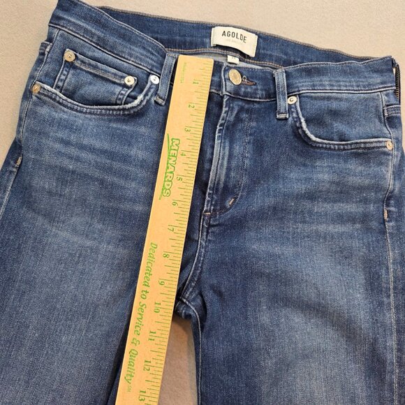 Agolde Sophie High Rise Skinny Crop Blue Jeans Fray Hem Comfy Stretch Denim 29 - Picture 5 of 10